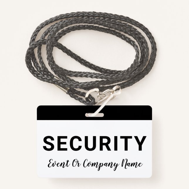 Security Staff Company Name Badge ID Badge (Front with Lanyard)