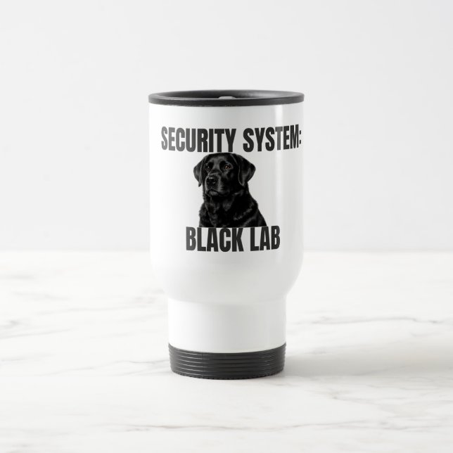Security System Black Lab Travel Mug (Center)