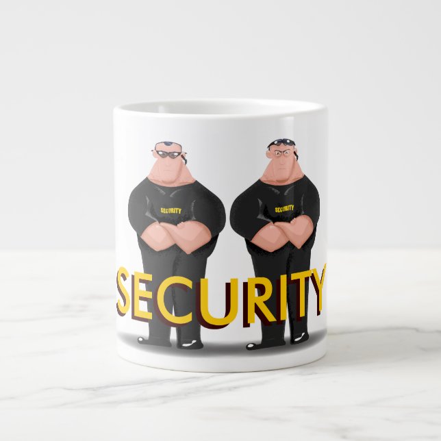 SECURITY! Two Funny Bouncers or doormen Large Coffee Mug (Front)