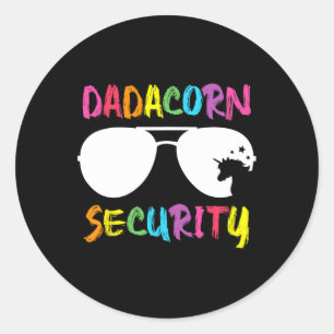 Security Unicorn Dad And Girl Papa Fathers Day Gif Classic Round Sticker