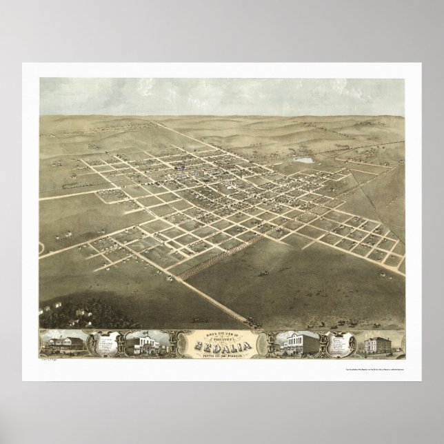 Sedalia, MO Panoramic Map - 1869 Poster (Front)