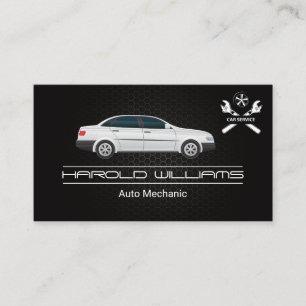 Sedan Car   Mechanic Wrenches Logo   Service Business Card