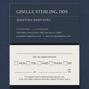 Sedation Dentistry Office Appointment Reminder Business Card