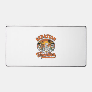 Sedation Vacation Retro Dental Humor Shirt Design_ Desk Mat