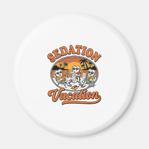 Sedation Vacation Retro Dental Humour Shirt Design Magnet