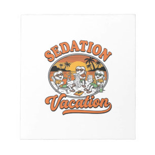 Sedation Vacation Retro Dental Humour Shirt Design Notepad