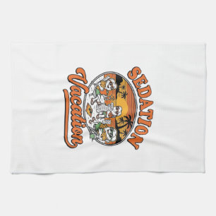 Sedation Vacation Retro Dental Humour Shirt Design Tea Towel