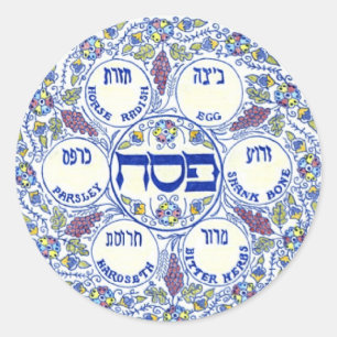 Seder Plate Classic Round Sticker
