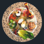 Seder Plate & Matazah Classic Round Sticker<br><div class="desc">The Yehudis L Store has created hundreds of Jewish products and is constantly expanding.  Tell your friends and send them our link:  http://www.zazzle.com/YehudisL*</div>