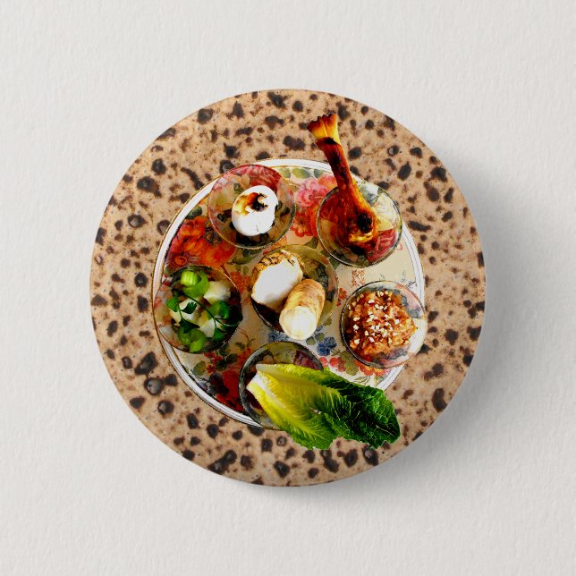 Seder Plate & Matzah 6 Cm Round Badge (Front)