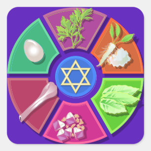 seder plate square sticker