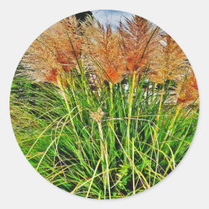 Sedge in the wind.     classic round sticker