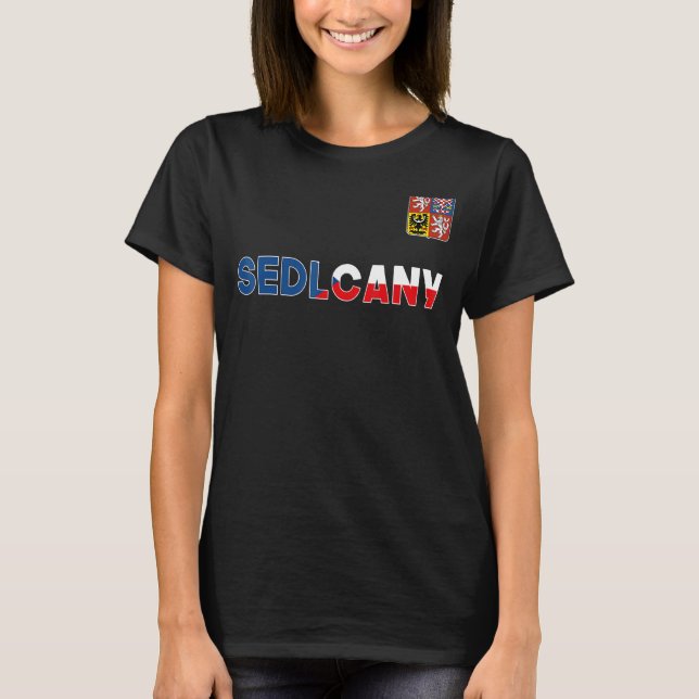Sedlcany Czech Republic Heart Flag Lion Coat Of Ar T-Shirt (Front)