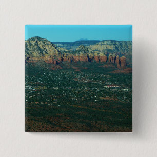 Sedona and Coffee Pot Rock from Above 15 Cm Square Badge
