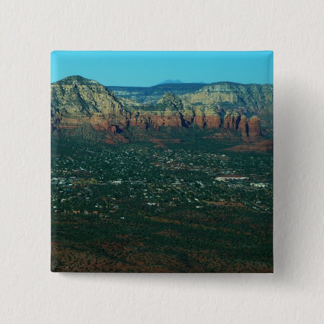 Sedona and Coffee Pot Rock from Above 15 Cm Square Badge (Front)