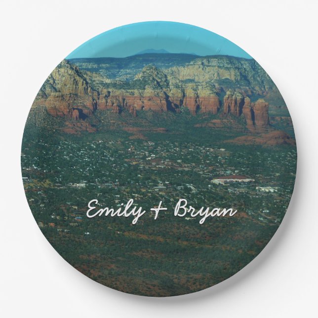 Sedona and Coffee Pot Rock from Above Paper Plate (Front)