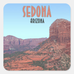 Sedona Arizona Bell Rock Canyon Vintage Square Sticker