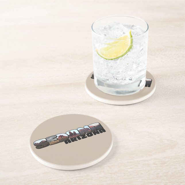 Sedona Arizona Big Letter - Mountain View Coaster (Side)