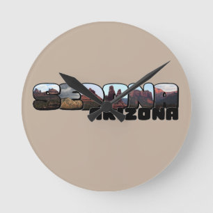 Sedona Arizona Big Letter - Mountain View Round Clock