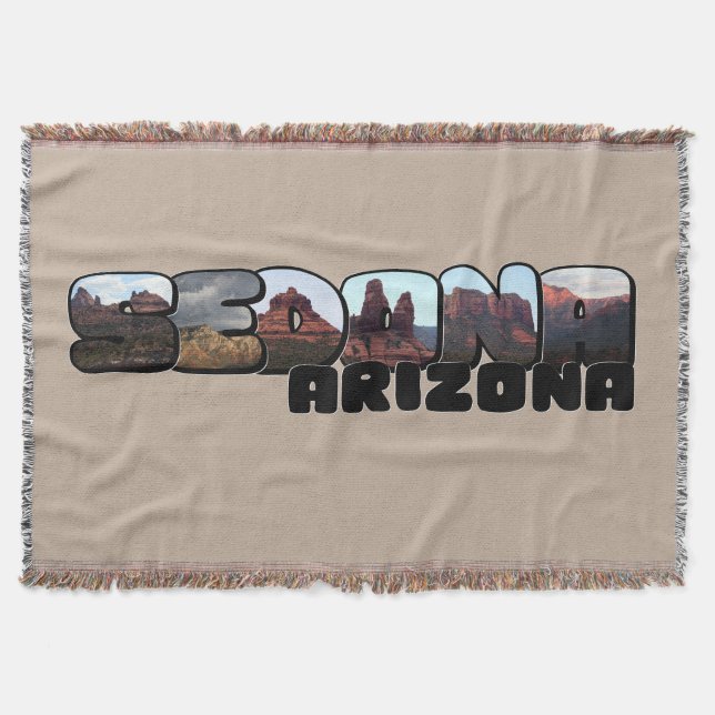 Sedona Arizona Big Letter - Mountain View Throw Blanket (Front)