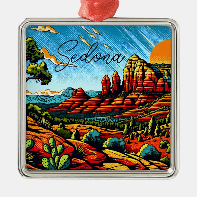 Sedona, Arizona Christmas Metal Tree Decoration (Front)