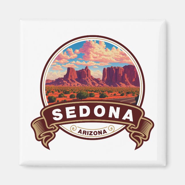 Sedona Arizona Colorful Travel Badge Magnet (Front)