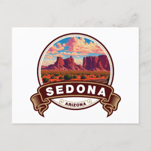Sedona Arizona Colourful Travel Badge Postcard