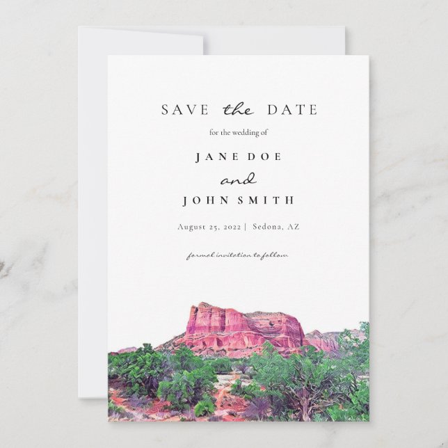 Sedona Arizona Desert Mountain Save The Date (Front)