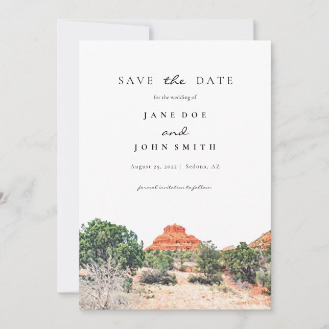 Sedona Arizona Desert Mountain Save The Date (Front)