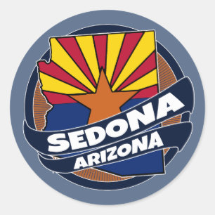 Sedona Arizona flag burst round stickers
