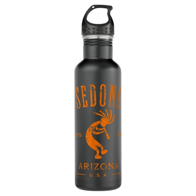 Sedona Arizona Kokopelli Souvenir Distressed Desig 710 Ml Water Bottle (Front)