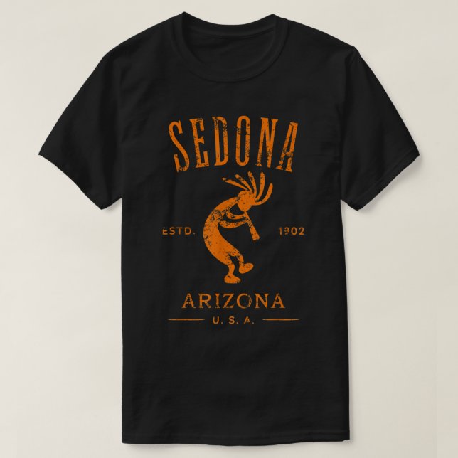 Sedona Arizona Kokopelli Souvenir Distressed Desig T-Shirt (Design Front)