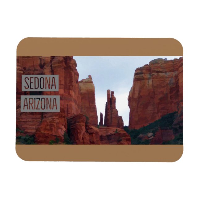 Sedona Arizona Mountains Travel Poster Magnet (Horizontal)