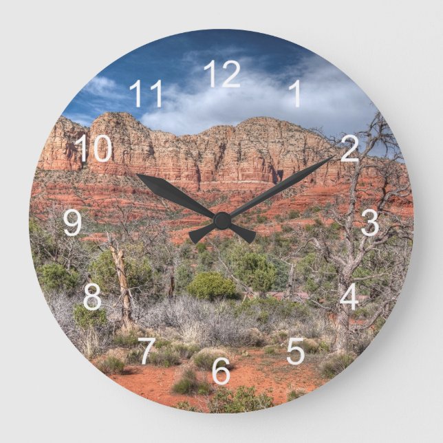 Sedona Arizona red rock landscape Large Clock (Front)
