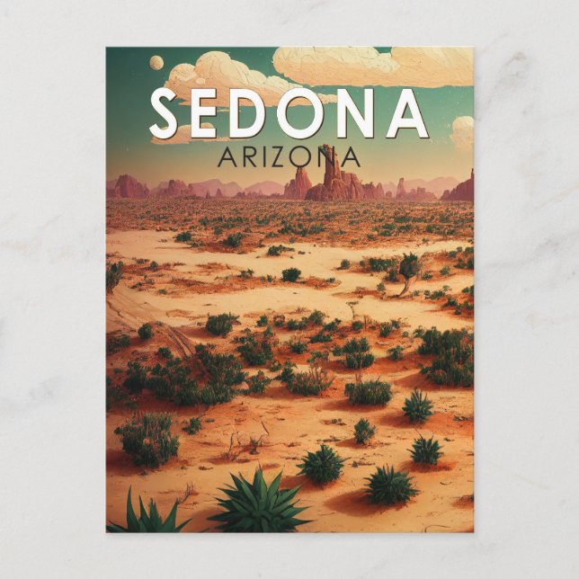 Sedona Arizona Retro Travel Art Vintage Postcard (Front)