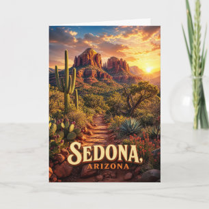Sedona Arizona Sunset Red Rock Desert Card