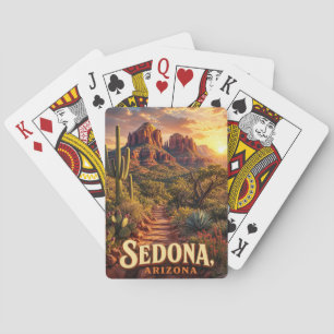 Sedona Arizona Sunset Red Rock Desert Travel Playing Cards