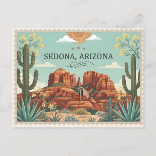 Sedona Arizona Travel Vintage Red Rocks  Holiday Postcard