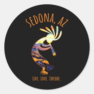 Sedona Arizona Usa Dancing Kokopelli Southwest Des Classic Round Sticker