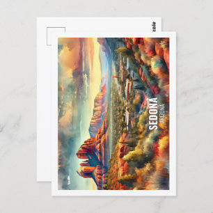 Sedona Arizona USA Famous Place watercolor Postcard