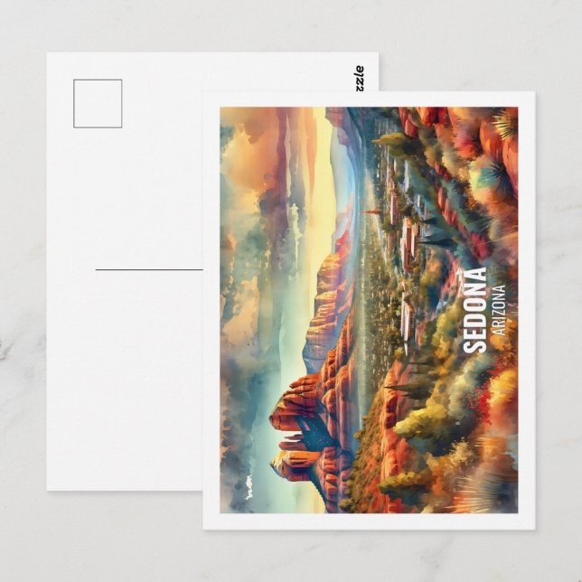 Sedona Arizona USA Famous Place watercolor Postcard (Front/Back)