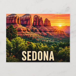 Sedona Arizona USA Red Rock Sunset Canyon Travel Postcard
