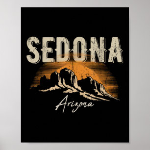 Sedona Arizona Vintage Mountains Sunset Hiking Des Poster