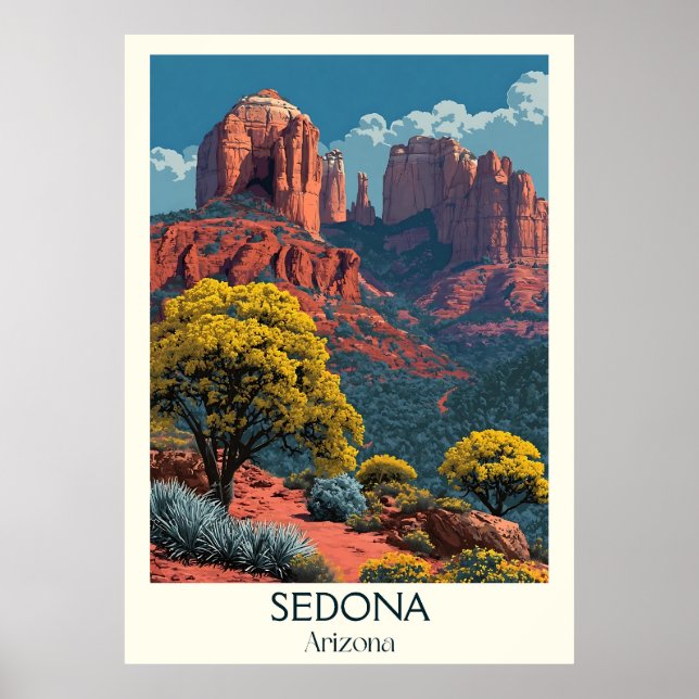Sedona Arizona Vintage Travel | Retro Red Rock Poster (Front)
