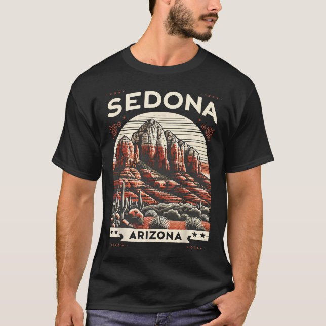 Sedona Az Hiking Outdoors Mountain Sedona Usa Retr T-Shirt (Front)