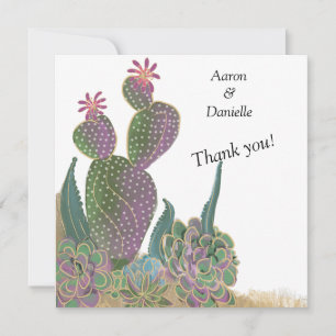 Sedona Cactus Flower Wedding Thank You Card 