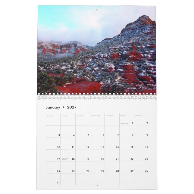 Sedona calendar (Jan 2027)
