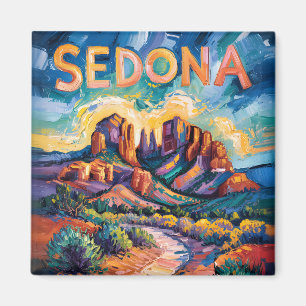 Sedona Desert Cathedral Rock Travel Van Gogh Magnet