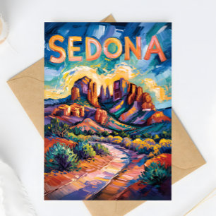 Sedona Desert Cathedral Rock Travel Van Gogh Postcard