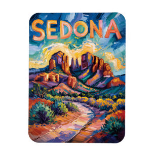 Sedona Desert Red Rock Travel Colourful Van Gogh Magnet